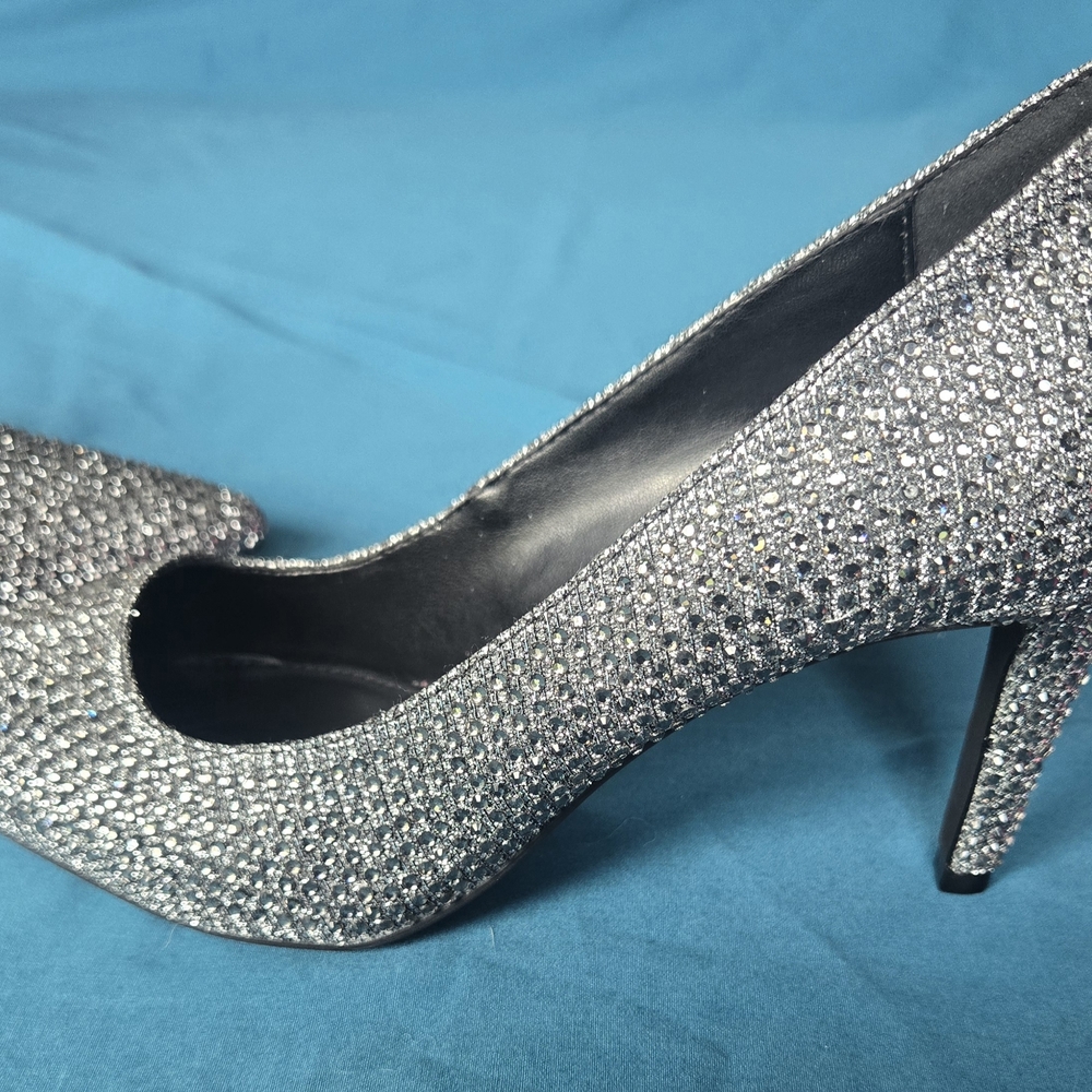 MK Elegant Silver Glitter Heels